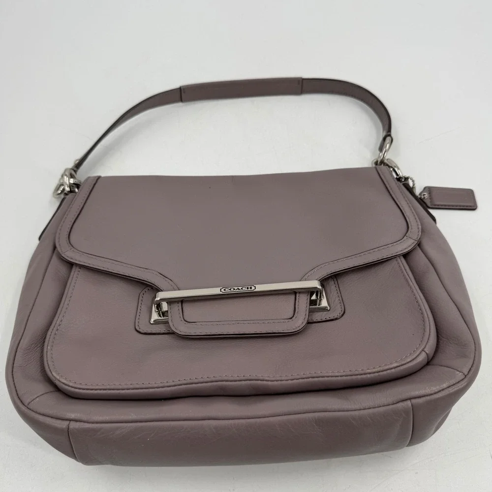 Coach Leather Satchel Crossbody Bag Purple Gray Vintage Leather K1394-F27481 - Picture 2 of 7